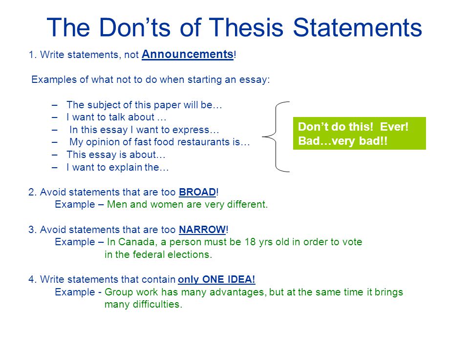 Writing a proper thesis statement